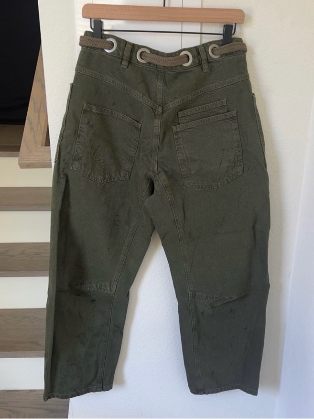 We the free Olive Green Wide-Leg Pull- On Utility Pants NWOT - Picture 6 of 9